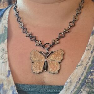 Icing Butterfly  And Flower Enamel Necklace